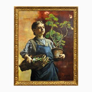 Francois Gailliard, Le Petit Jardinier with Geraniums, 1887, Oil on Canvas