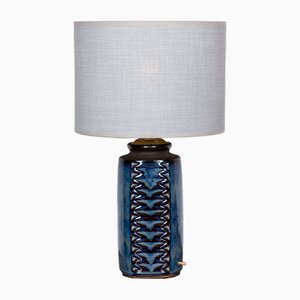 Dänische Tischlampe aus blau schillernder emaillierter Keramik Modell 3346 von Einar Johannsen für Axel Nielsen, 1960er