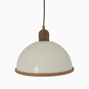Lámpara colgante vintage con elementos de madera de Steinhauer, años 70