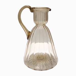 Vintage Italian Straw-Colored Glass Pitcher Vase by Vittorio Zecchin, 1920s