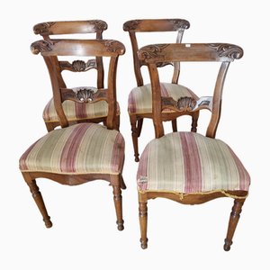 Vintage Carved Chairs, 1920s, Set of 4