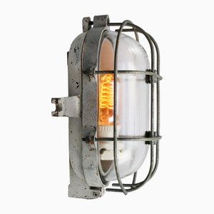 Industrielle Vintage Wandlampe aus Gusseisen & Klarglas von Industria Rotterdam