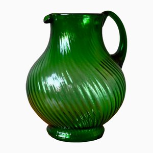 Large Jug in Spiral Green Glass