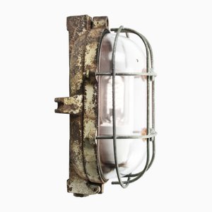 Vintage Industrial Cast Iron and Clear Glass Wall Lamps from Industria Rotterdam