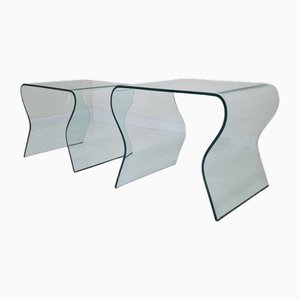 Tango Glass Nesting Table Set by Fabio Di Bartolomei for Fiam Italia, Set of 2