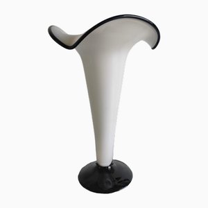 Handmade Vase in Black and White Murano Glass