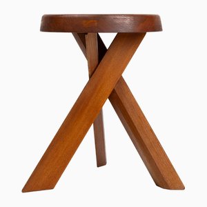 Modell S31 Hocker aus Ulmenholz von Pierre Chapo, 1974