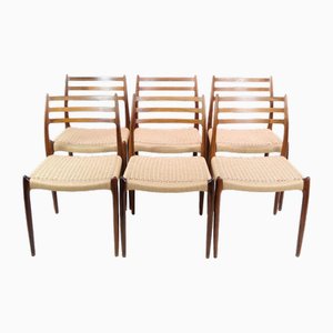 Dining Room Chairs Model 78 in Rosewood by N.O Møller, 1950s, Set of 6