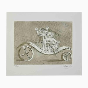 Giacomo Manzú, Mileto and Giulia in a Green Carriage, Etching, 1970s