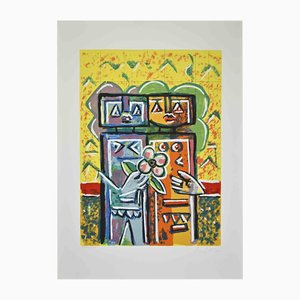Ibrahim Kodra, Couple, Lithograph, 1970s