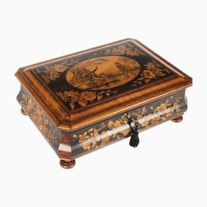 Antike italienische Sorrento Ware Box aus Olivenholz