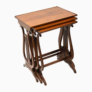 Regency Yew Wood Nest of Tables, 1910s, Set of 3
