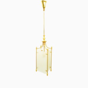 Lampe à Suspension en Métal Doré et Verre Gravé par Oscar Torlasco pour Lumi, 1960s