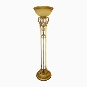 Stehlampe aus Messing mit Keramik und Glas