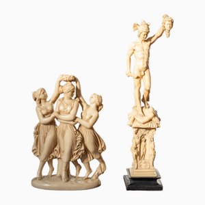 Klassische Kunstharzskulpturen mit Elfenbein-Finish, 1970er-1980er, 2er Set