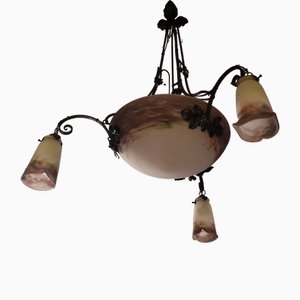 Lampe à Suspension Art Nouveau de Muller Frères, France, 1920s