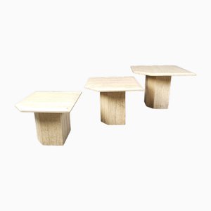 Travertine Nesting Tables, 1970s, Set of 3