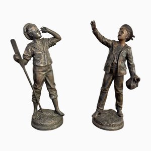 Figurines en Régule Antiques, France, 1890, Set de 2