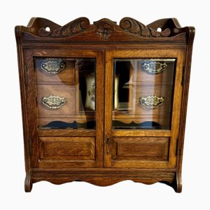 Antique Edwardian Carved Oak Smokers Cabinet, 1900