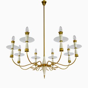 Mid-Century Italian Chandelier in the style of Fontana Arte, 1950
