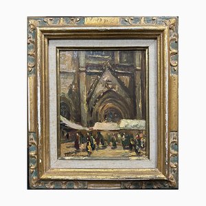 Marcel Bertoin, Outdoor Scene, Oil on Wood, 20th Century