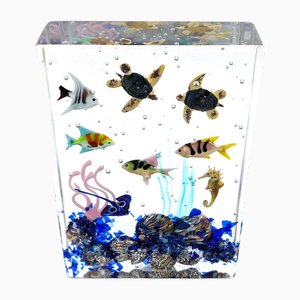 Aquarienskulptur aus handgeschliffenem Muranoglas mit tropischen Fischen von YourMurano