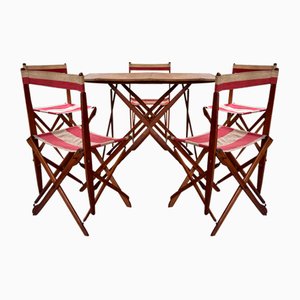 French Outdoor Terrace Set, 1920s, Set of 6