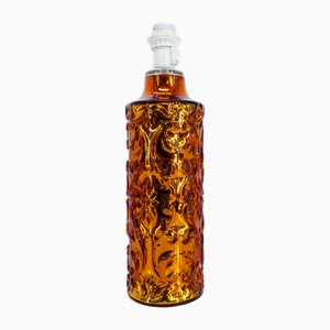 Skandinavische Tischlampe aus goldenem Églomisé Glas von Gustav Leek für Orrefors, 1960er