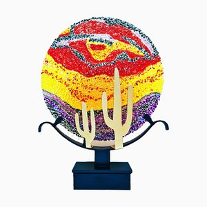 Marijke & Joop Berendsen, colorida escultura de la puesta de sol, 2024, vidrio y acero