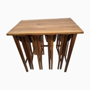 Walnut Occasional Round Nesting Tables by Bertha Schaefer, 1940s, Set of 5