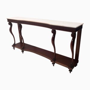 Vintage Neoclassical Console with Carrara Marble Top, Italy, 1950s
