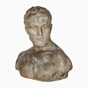 Eduard Deckers, busto Art Déco grande, 1935, arcilla y yeso