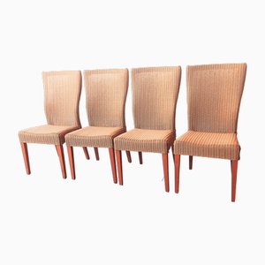 Lloyd Loom Rattan Beistellstühle, 1980er, 4 . Set