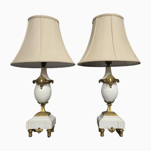 Weiße Marmor Tischlampen, 1910, 2er Set