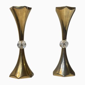 Mid-Century 24 Carat Gold Plated Candleholders by Hugo Asmussen, 1960s, Set of 2