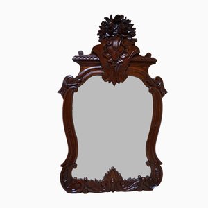 Antique Barocque Wall Mirror in Carved Mahogany