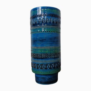 Vase Rimini 711/25 en Céramique Bleue par Aldo Londi pour Bitossi, 1960s