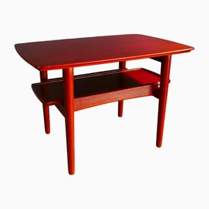 Dänischer Vintage Teak Couchtisch mit Unterem Ausziehbarem Regal, 1970er