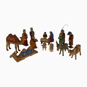 Statuette per presepe intagliate, Germania, set di 15
