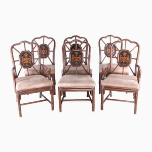 Vintage Rattan Armchairs and Side Chairs, 1970s, Set of 6
