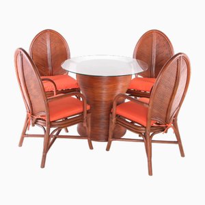 Vintage Rattan Esszimmergarnitur, 5 . Set