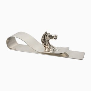 Vintage Equestrian Horse Head Paper Holder in Silver-Plating from Hermès, 1960s
