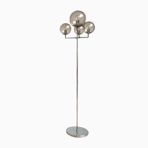 Mid-Century Space Age German Chrome and Glass Floor Lamp from Hustadt Leuchten, 1960s