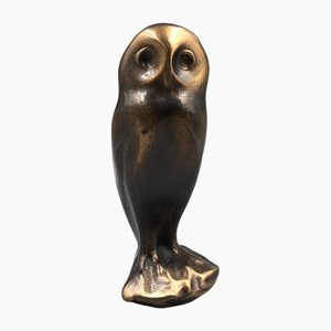 Art Deco Eulenskulptur, 1920er, Bronze