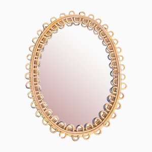 Miroir Vintage en Rotin par Franco Albini, Italie, 1960s