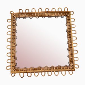 Italienischer Vintage Rattan Spiegel von Franco Albini, 1960er