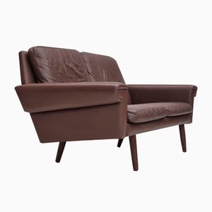 Danish 2-Seater Sofa in Brown Leather, 1970s