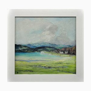Helen Layfield Bradley, Sunshine & Shadows Across the Leven Estuary, Lake District, 1965, Dipinto ad olio Impasto, Incorniciato