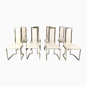 Vintage Brass Dining Chairs attributed to Belgo Chrom / Dewulf Selection, 1970s, Set of 8
