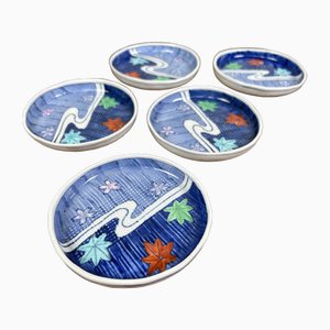 Platos japoneses de porcelana, años 70. Juego de 5